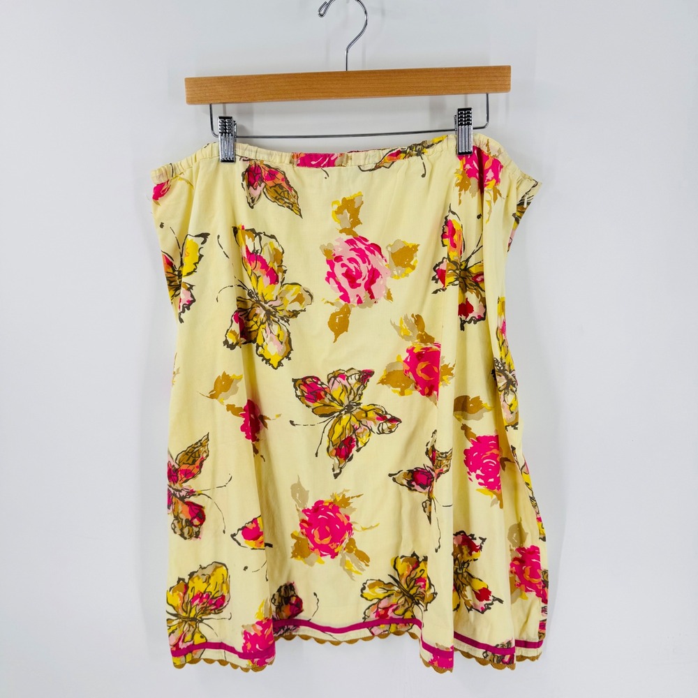 Vintage J.‎ Jill Butterfly Skirt Butter Yellow Size XL Scalloped Hem Whimsical